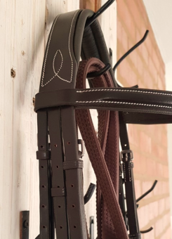 Dark brown double noseband comfort bridle 
